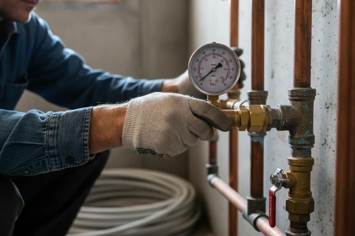 Pressure testing a repaired line during Water Line Repair in West Islip